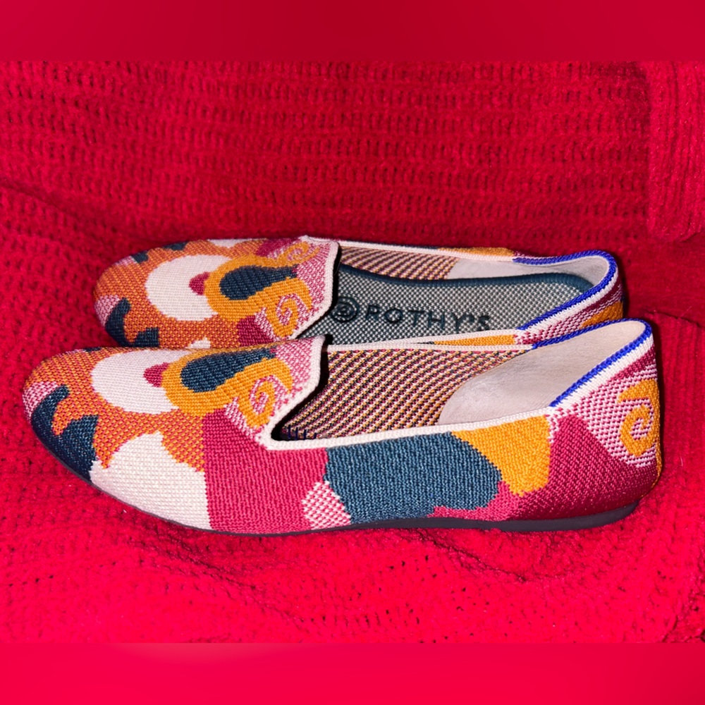 Rothy's Multicolor Knit Loafers — Pink, Orange, Yellow, Blue, Cream